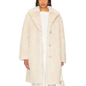 LOVE SHACK FANCY Kamasi Faux Fur Jacket in Cream L